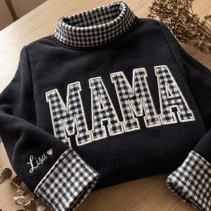 Mama Mockneck — Gingham Letters, Their Names on the Cuff