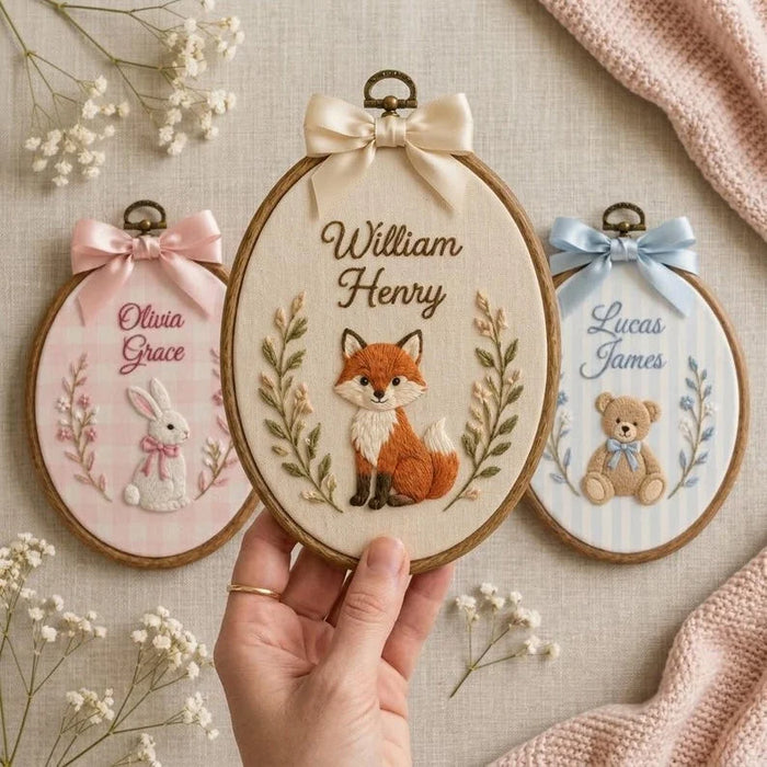 Baby Name Hoop — Their First Sign, Hand-Finished