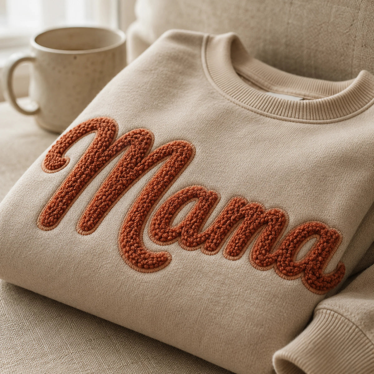 Mama Chenille Crewneck — Raised Script, Classic Sweatshirt