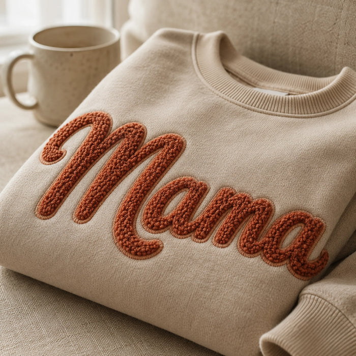 Mama Chenille Crewneck — Raised Script, Classic Sweatshirt