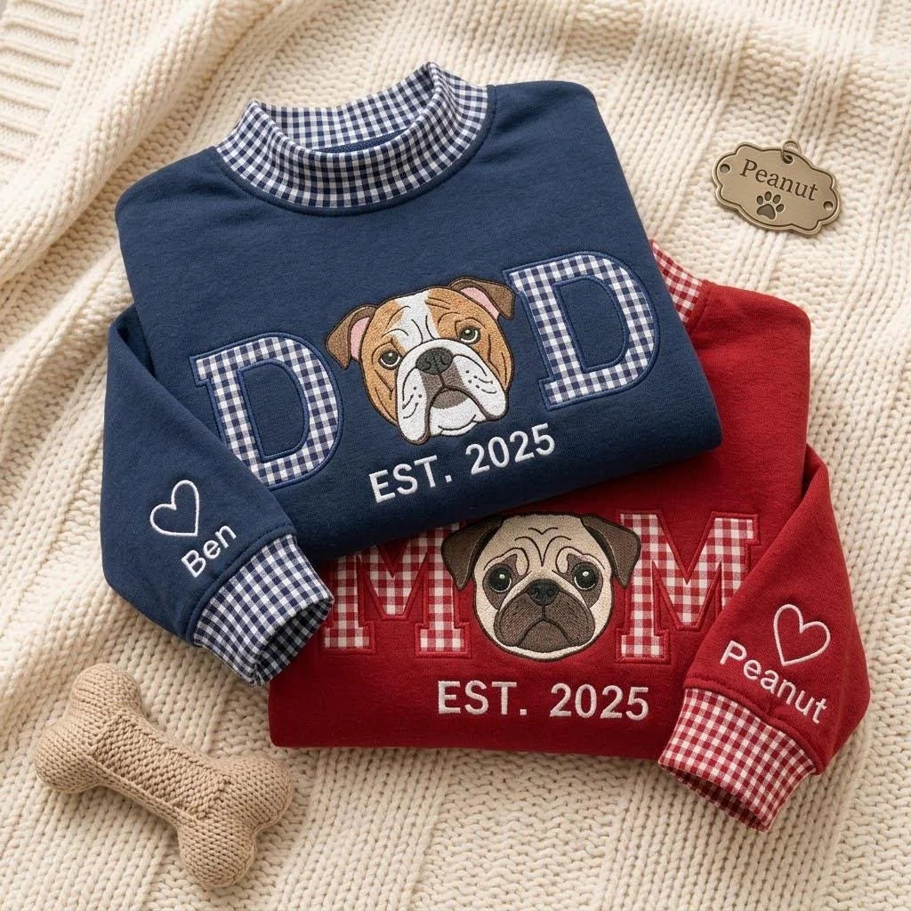 Dog Mom & Dog Dad Mockneck — Their Face in the O, Est. the Year You Got Them