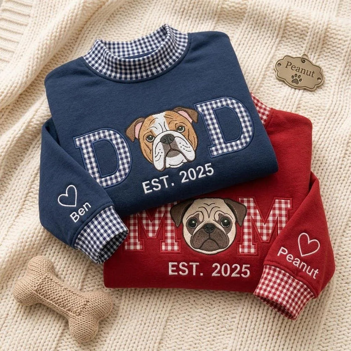 Dog Mom & Dog Dad Mockneck — Their Face in the O, Est. the Year You Got Them