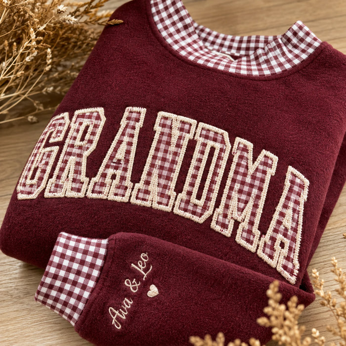 Grandma Mockneck — Gingham Letters, the Grandkids on the Cuff